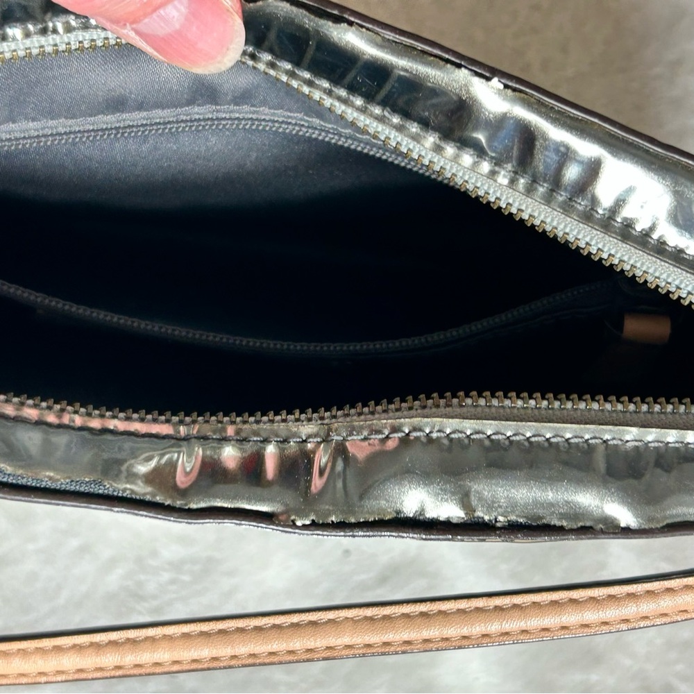 Coach Poppy Mirror Metallic Silver Crossbody Bag Leather Adjustable Strap - Picture 9 of 11